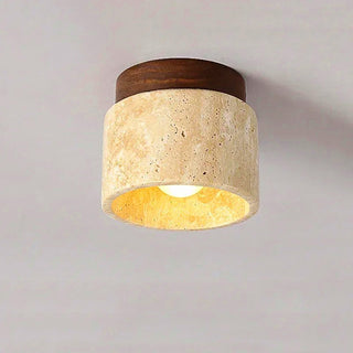 Emilio - Retro Black Stone Flush Mount Wood Ceiling Downlight