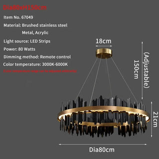 Vergina - Circular Hanging Gold Modern Chandelier Ceiling Light