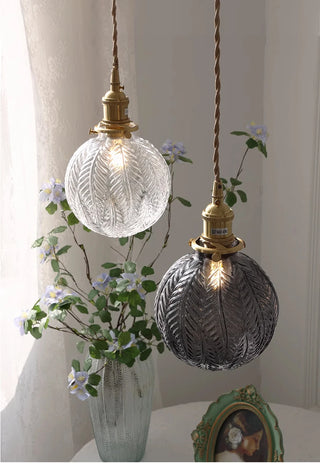 Grenaa - Round Patterned Coloured Glass Pendant Ceiling Light