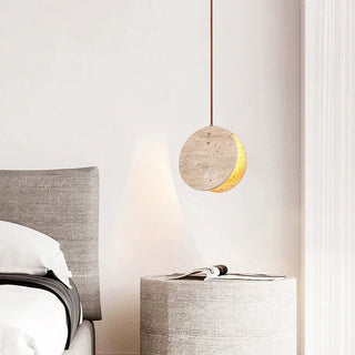 Orleans - Double Circular Stone Wabi Sabi Hanging Pendant Ceiling Light