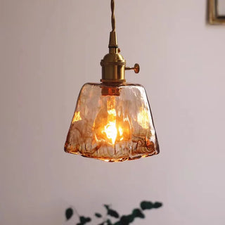 Jovana - Retro Brass Stained Glass Hanging Lamp