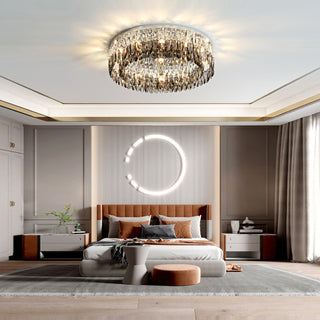 Alpine - Silver Round Coloured Hanging Glass Recessed Ceiling Light Chandelier