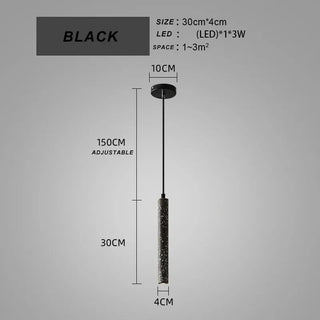 Dundee - Minimalist Industrial Style LED Waterstone Long Droplight Pendant Light