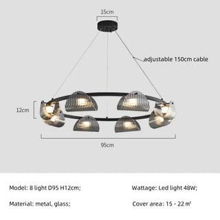 Rilee - Modern Grey Patterned Glass Ceiling Chandelier
