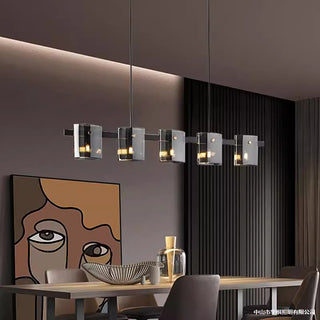 Francois- Hanging Multi Head Tinted Curved Glass Ceiling Light Chandelier