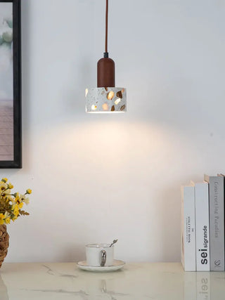 Navarre - Japanese Minimalist Walnut Brown Marble Hanging Pendant Ceiling Light