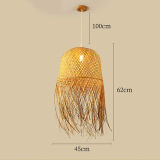 Samra - Natural Bamboo Wicker Rattan Tassel Hanging Pendant Ceiling Light