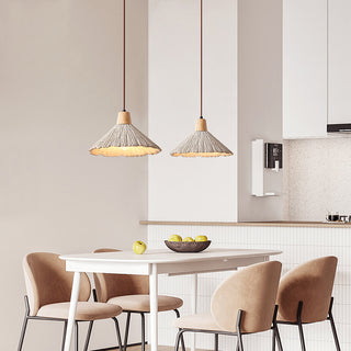 Vlore - Wabi Sabi Wood Style Long Cone Tube Pendant Ceiling Light