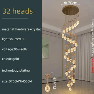 Emiliano - Gold Crystal Teardrop Ceiling Chandelier