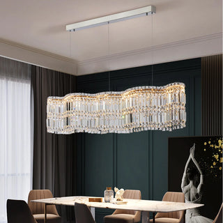 Luxe - Crystal Wave Design Adjustable LED Ceiling Chandelier