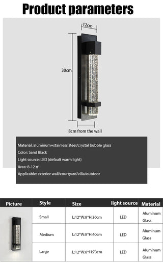 Calliope - Crystal Bubble Black Modern Outdoor Wall Light Bar