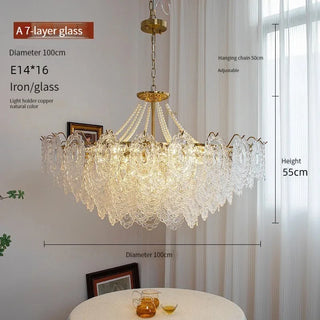 Faustina - Modern Crystal Glass Layered Shards Hanging Chandelier