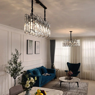 Girllington - Black Round Tiered Glass Ceiling Chandelier