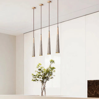 Vlore - Wabi Sabi Wood Style Long Cone Tube Pendant Ceiling Light