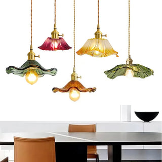 Viola - Glass Hanging Round Patterned Pendant Ceiling Light