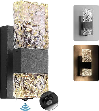 Marvn - Modern LED Patterned Glass Outdoor Wall Light with Light Sensor