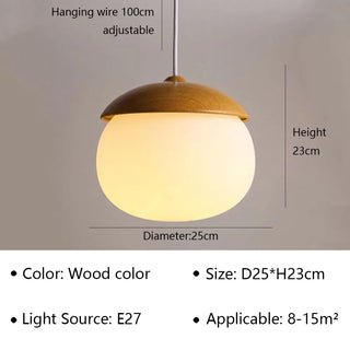 Taressa - Modern Scandinavian Wooden Round Hanging Pendant Ceiling Light