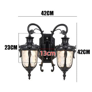 Julius - Double Head Classic Ripple Glass Outdoor Courtyard Lighting Fixture