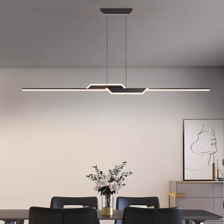 Hinata - Modern Long Bar LED Hanging Ceiling Light Black Chandelier
