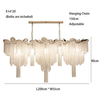 Maya - Modern Round Tiered Tassel Chain Ceiling Light Chandelier