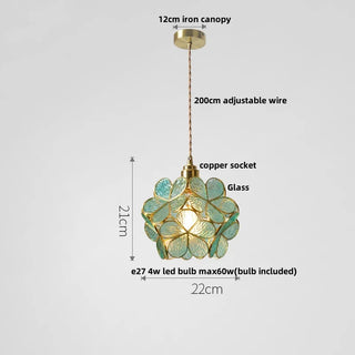 Madrid II - Tiffany Glass Nordic Flower Copper Hanging Pendant Light Fixture