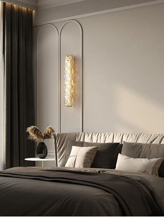 Quentin - Modern Crystal Patterned Glass Gold LED Wall Light