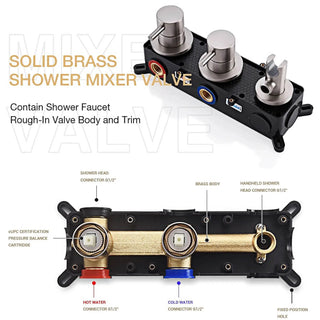 Niobe - Modern Brass Shower Set with Dual Handle Control and Two Functions