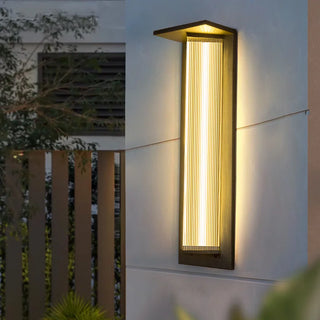 Vannora - Black Modern Patterned Glass Waterproof Outdoor Wall Light
