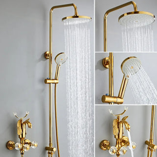 Evaristo - Gold Swan Bathroom Rainfall Shower Set with Dual Handle Controls
