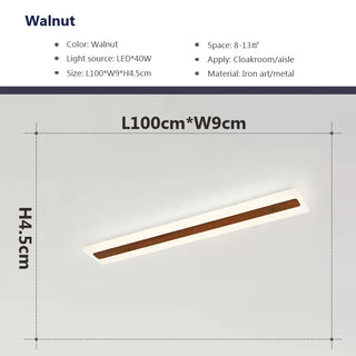 Gabiley - Wooden LED Modern Rectangular Ceiling Light Bar