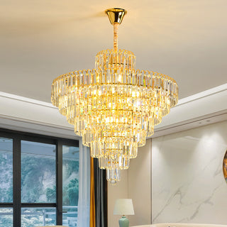 Matteo - Crystal Shaped Glass Multi-Tier Round Ceiling Light Chandelier