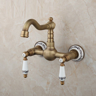 Christal - Retro Ceramic Double Handle Wall Mounted Mixer Kitchen Tap