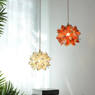 Madrid II - Tiffany Glass Nordic Flower Copper Hanging Pendant Light Fixture
