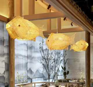 Lata - Modern Carp Creative Fish Art Bamboo Pendant Ceiling Light