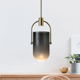Laholm - Coloured Glass Gold Frame Hanging Pendant Ceiling Light