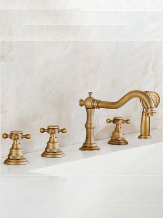 Kath - Antique Brass Bathtub Shower Set 5 Piece