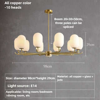 Buds - White Jade Glass Pipe Erected Round Ceiling Light