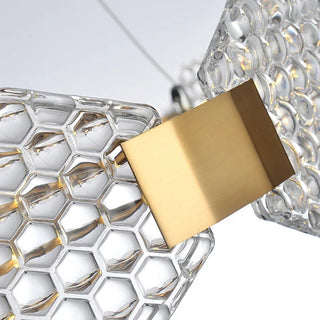 Barrage - Modern Patterned Glass Gold Crystal Hanging Chandielier