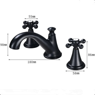 Reatha - Retro Modern Black Brass Dual Handle Mixer Basin Tap