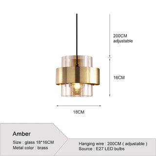 Banse - Gold Modern Hanging Round Glass Pendant Ceiling Light