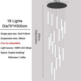 Freeda - LED Hanging Tube Modern Round Chandelier