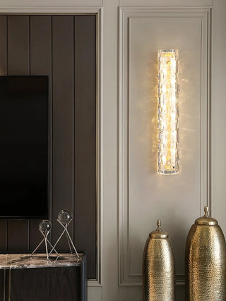 Quentin - Modern Crystal Patterned Glass Gold LED Wall Light
