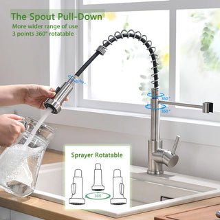 Barb - Pull Down Swivel Spout Kitchen Tap Hot/Cold Water
