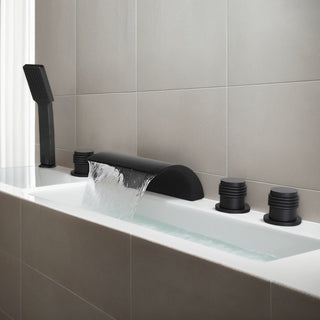 Markos - Modern Bathtub Waterfall Tap Set with Pull Out Shower