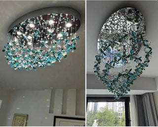 Sapphire Bloom - Statement Ceiling Light with Blue Crystal Accents