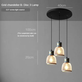 Pola - Industrial Modern Round Mesh Caged Hanging Cement Pendant Ceiling Light