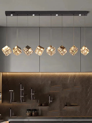 Abby - Crystal Square Box Gold Ceiling Chandelier