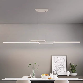 Hinata - Modern Long Bar LED Hanging Ceiling Light Black Chandelier