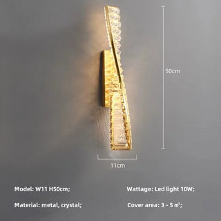 Mabel - Luxury Gold LED Twisted Crystal Wall Light