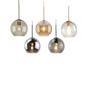 Valencia - Modern Industrial Glass Coloured Ball Hanging Pendant Ceiling Light